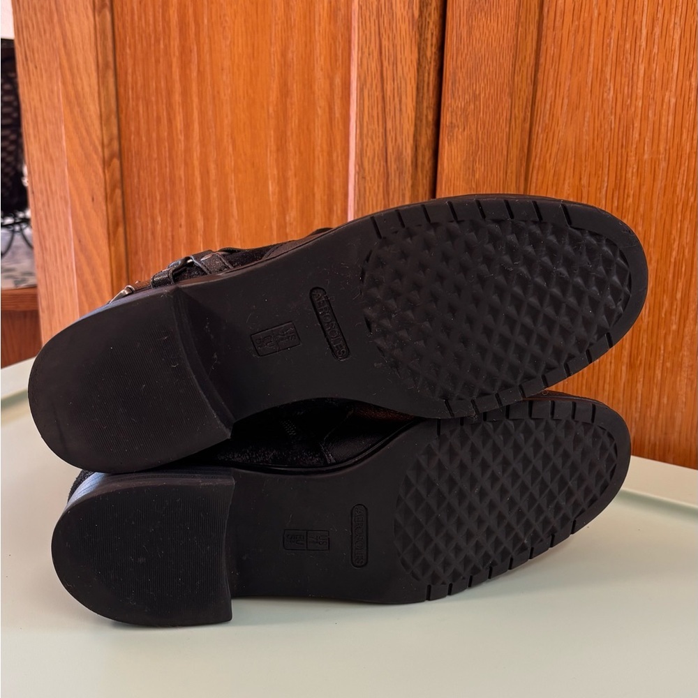 Aerosoles Outrider strap buckle Riding boots Black short booties shoes - Picture 12 of 12